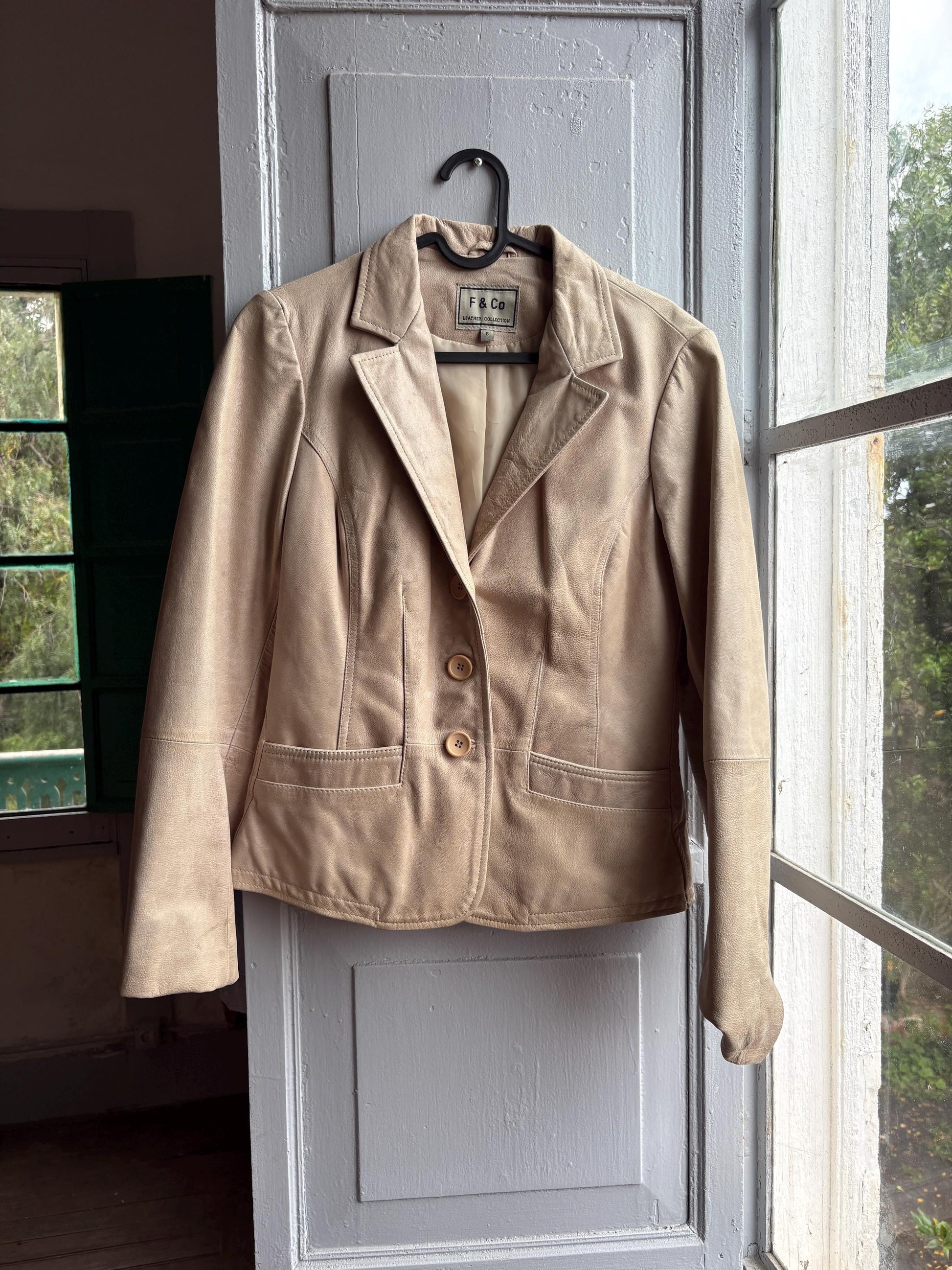 Beige Leather Blazer for Women — additional view 12