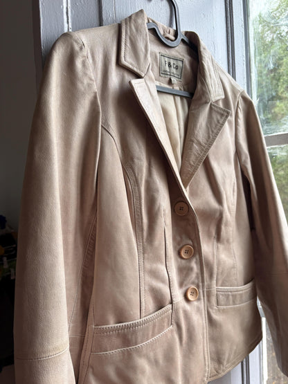 Beige Leather Blazer for Women — additional view 14