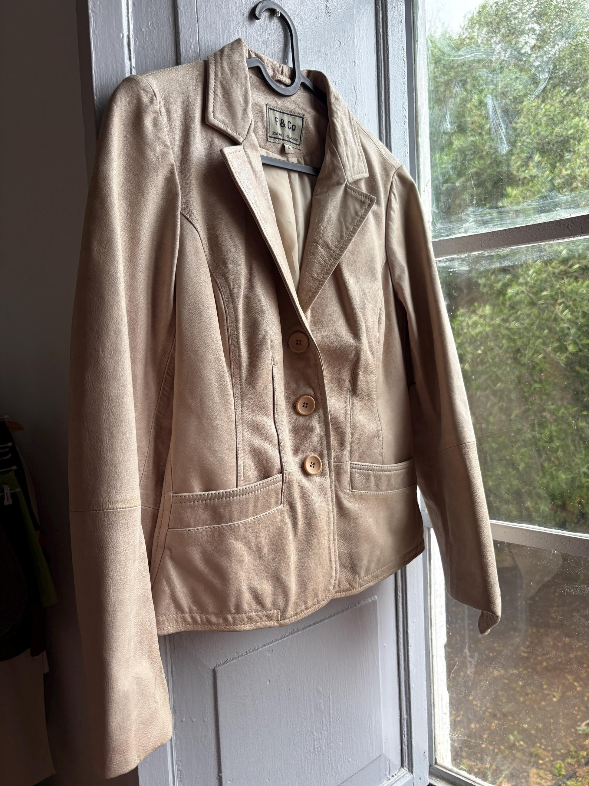 Beige Leather Blazer for Women — additional view 16