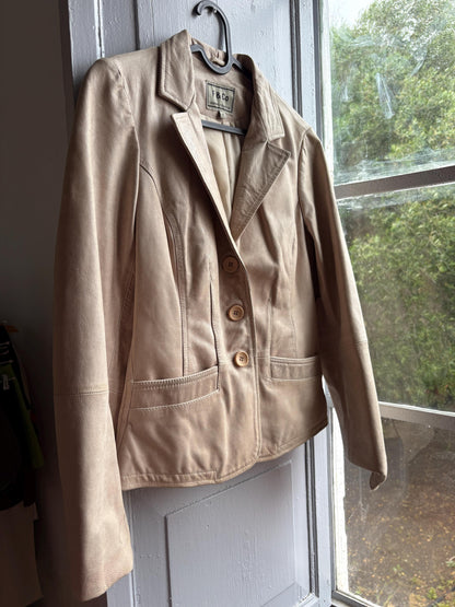 Beige Leather Blazer for Women — additional view 16