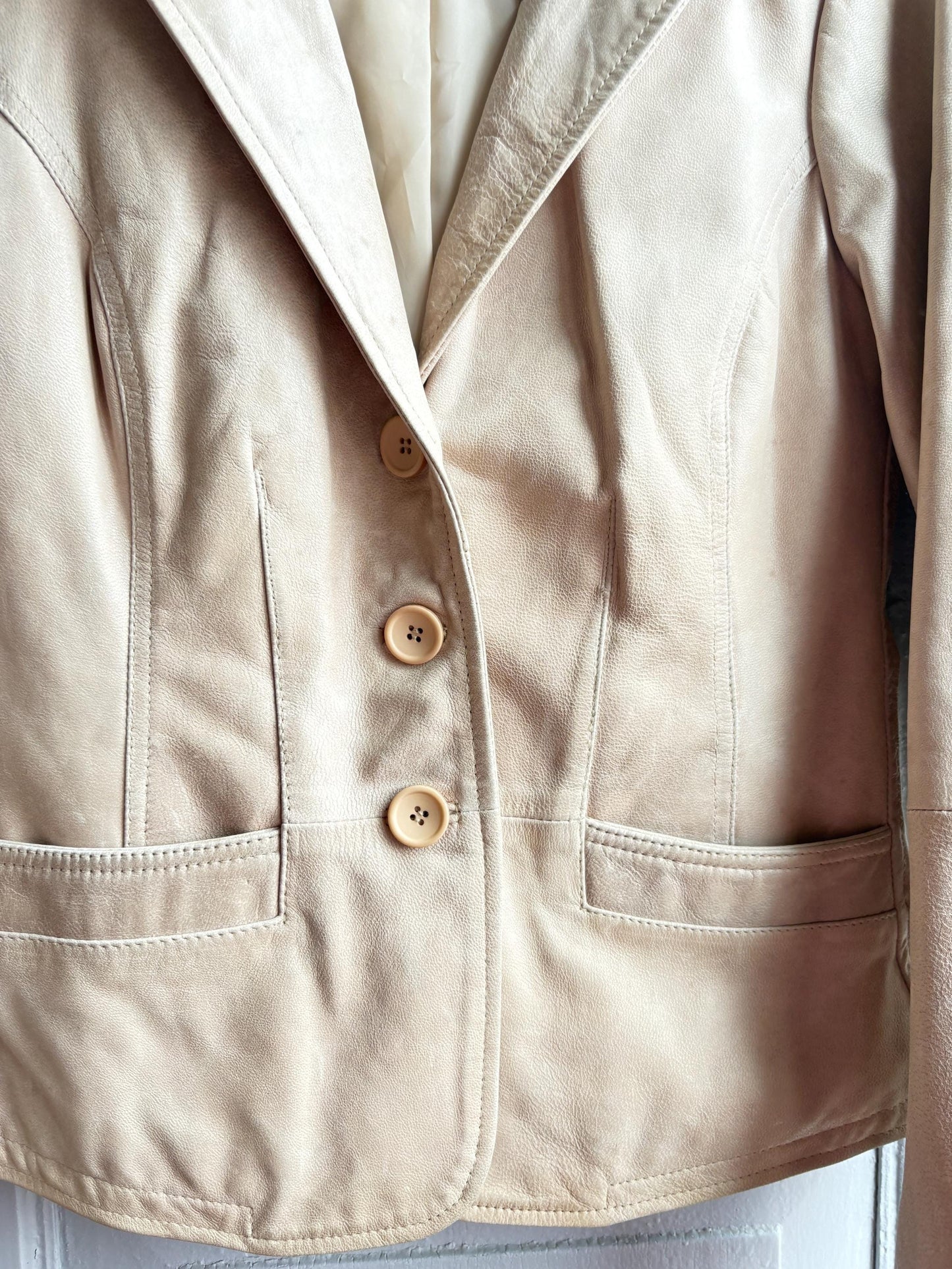 Beige Leather Blazer for Women — additional view 17