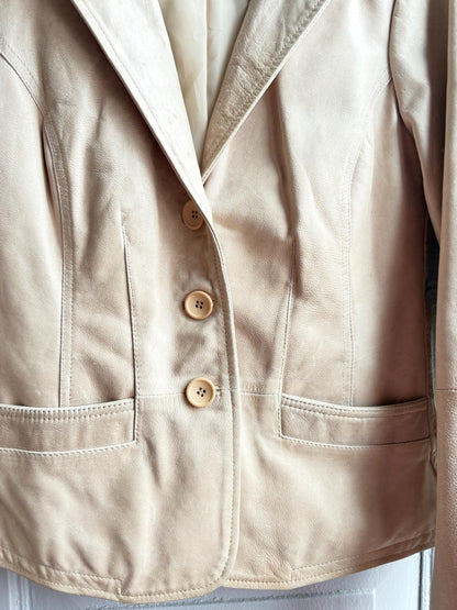 Beige Leather Blazer for Women — additional view 17