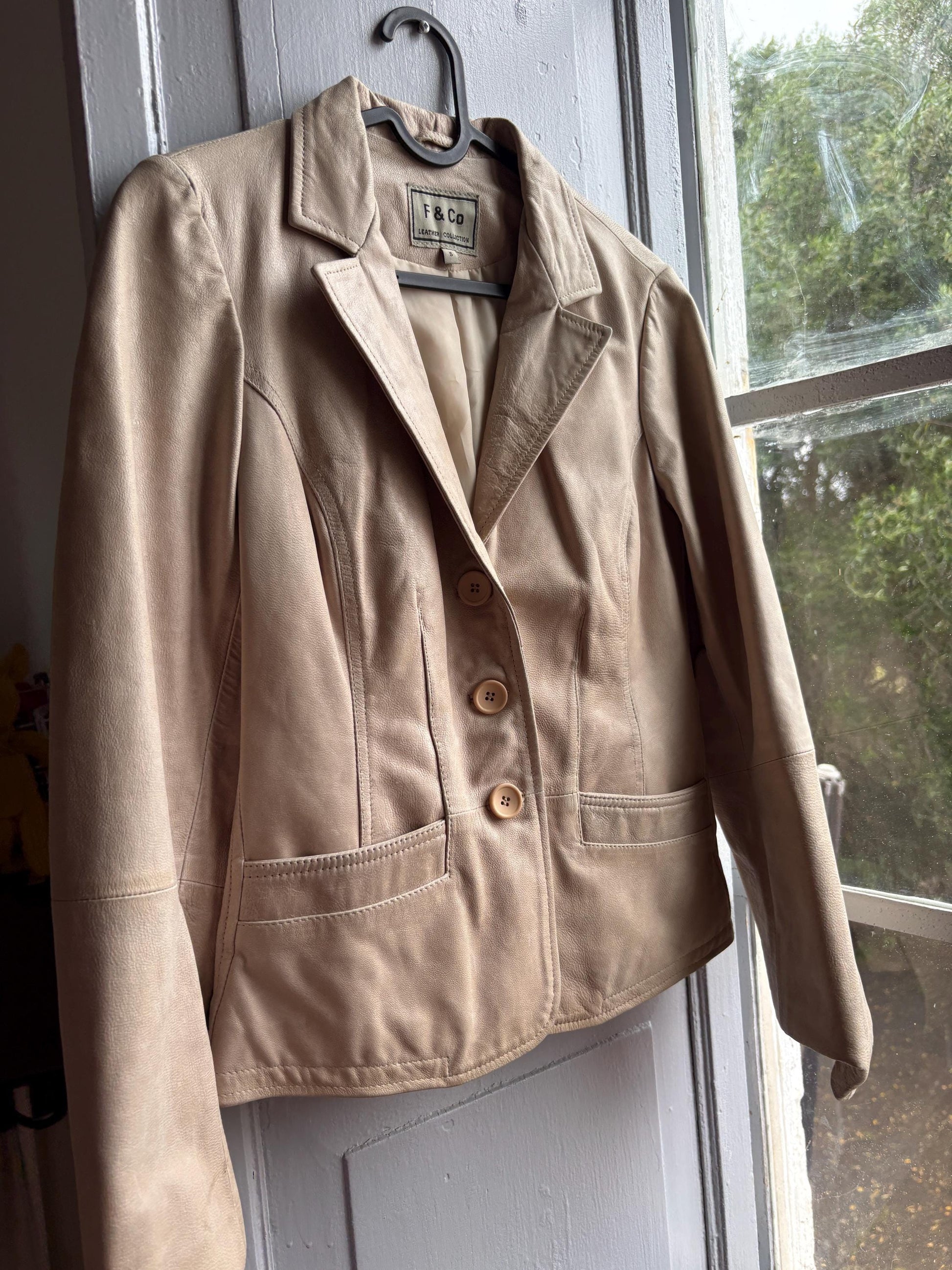 Beige Leather Blazer for Women — additional view 18