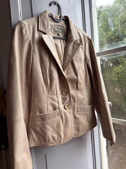 Beige Leather Blazer for Women — additional view 18