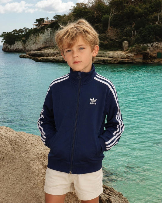 Adidas Kids Track Jacket, Navy Blue Zip Up Sportswear, 3 Stripe Jacket, Vintage Boys Age 10
