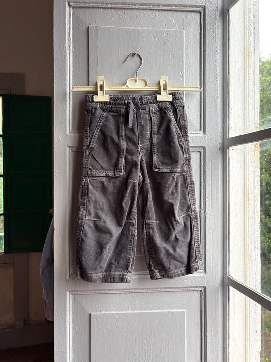 Mini Boden Kids Corduroy Pants, Grey Cotton Trousers, Utility Pants, Sustainable fashuon, Boys Age 3