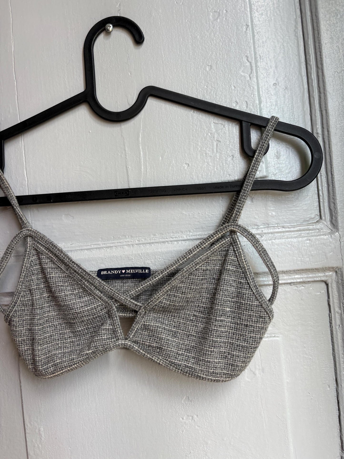 Grey Cotton Ribbed Bralette Crop Top — additional view 6