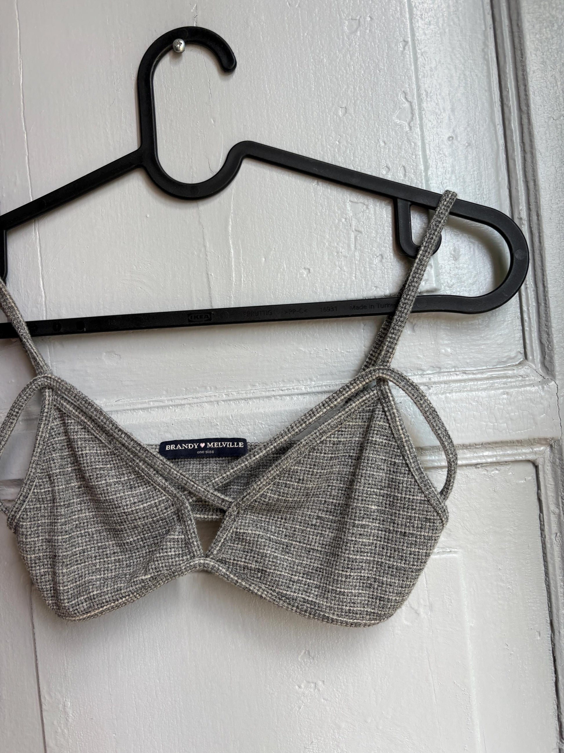 Grey Cotton Ribbed Bralette Crop Top — additional view 6