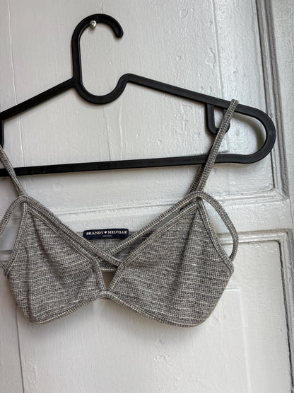 Grey Cotton Ribbed Bralette Crop Top — additional view 6