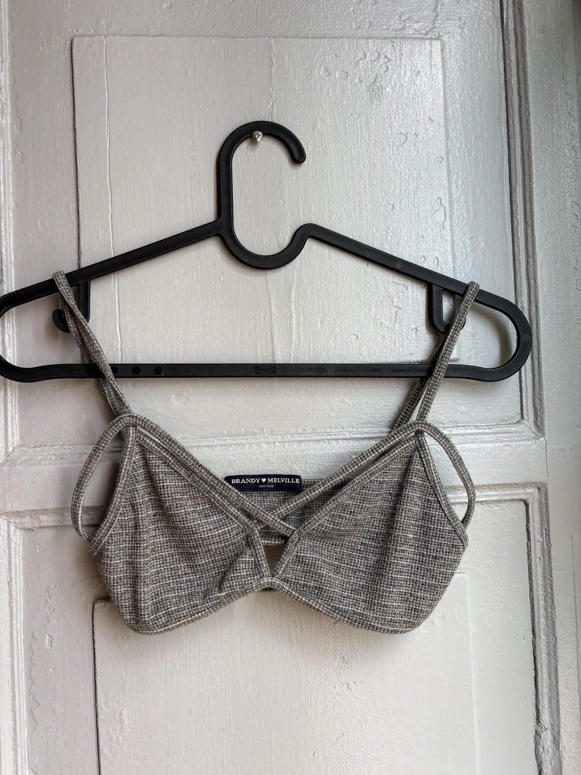 Grey Cotton Ribbed Bralette Crop Top — additional view 12