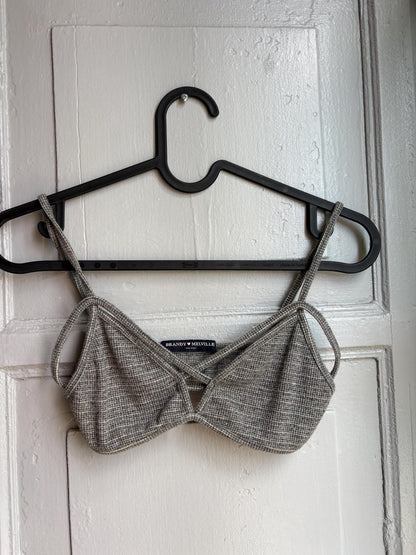 Grey Cotton Ribbed Bralette Crop Top — additional view 12