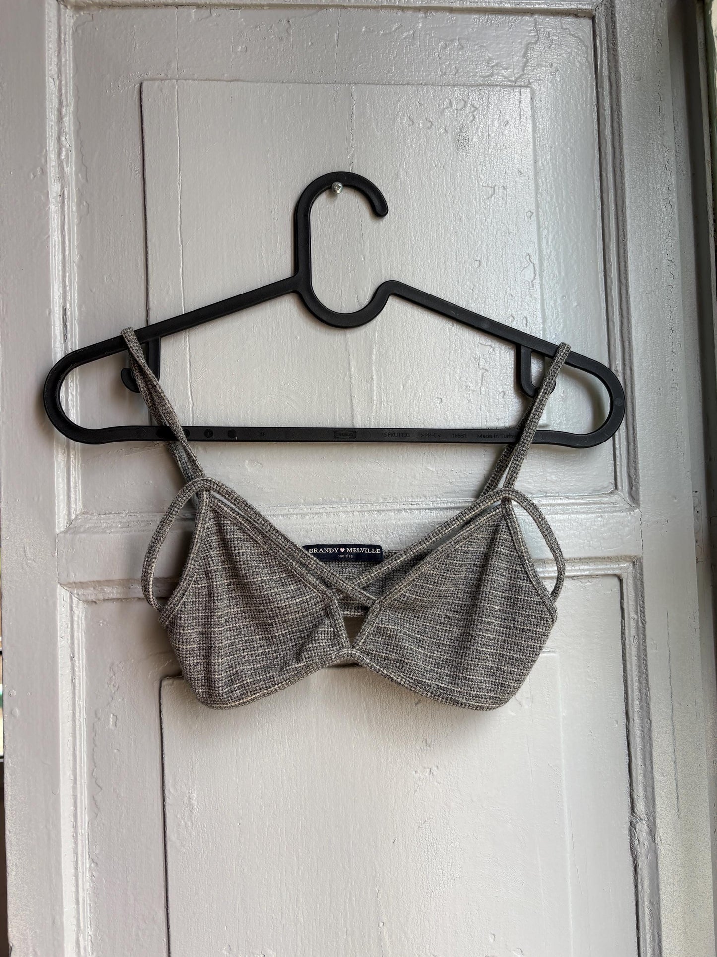 Grey Cotton Ribbed Bralette Crop Top — additional view 5