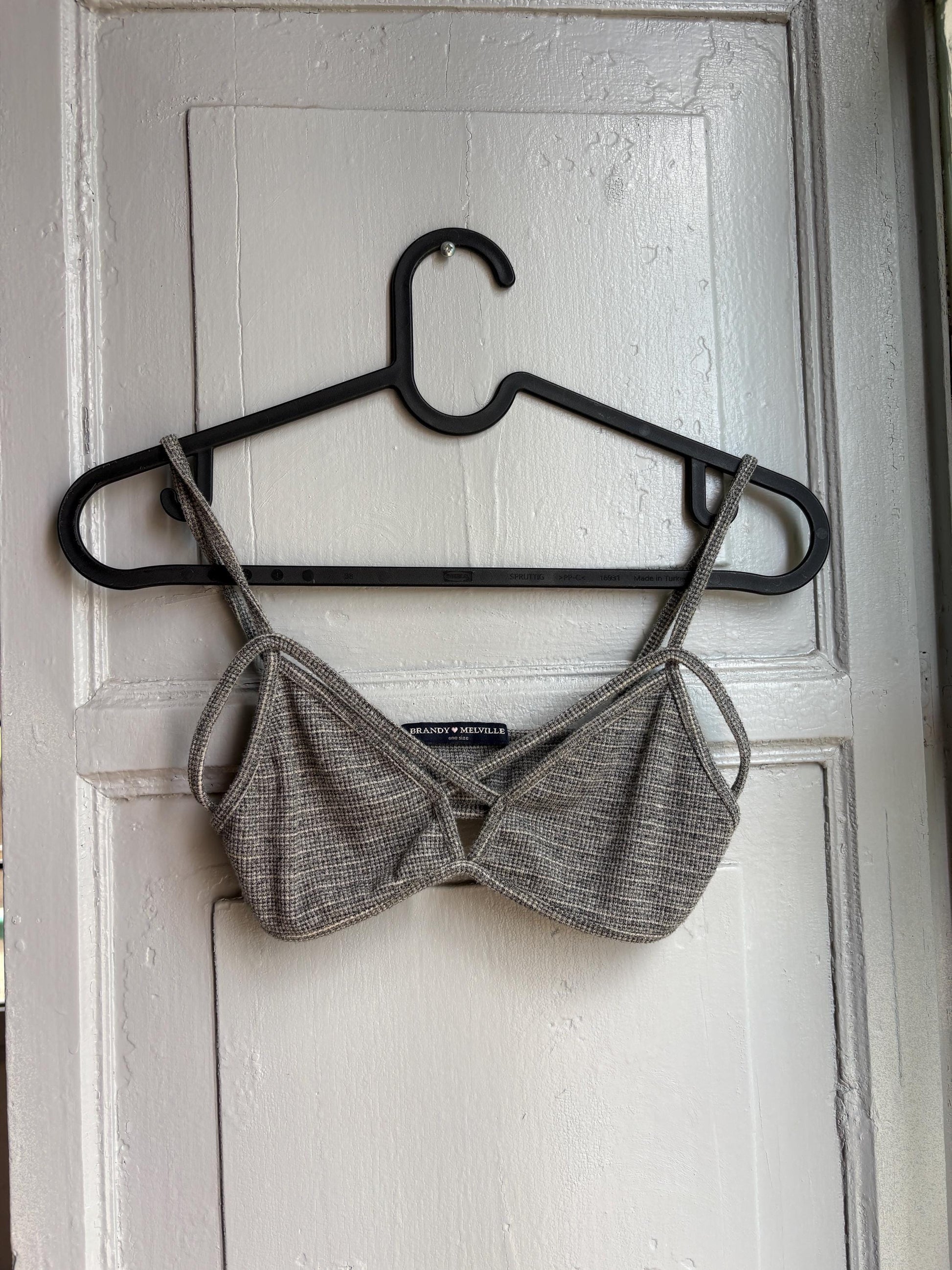 Grey Cotton Ribbed Bralette Crop Top — additional view 5