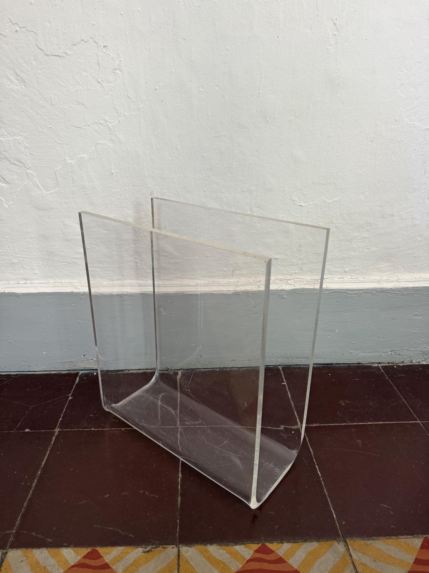 Clear Acrylic Magazine Holder — back view