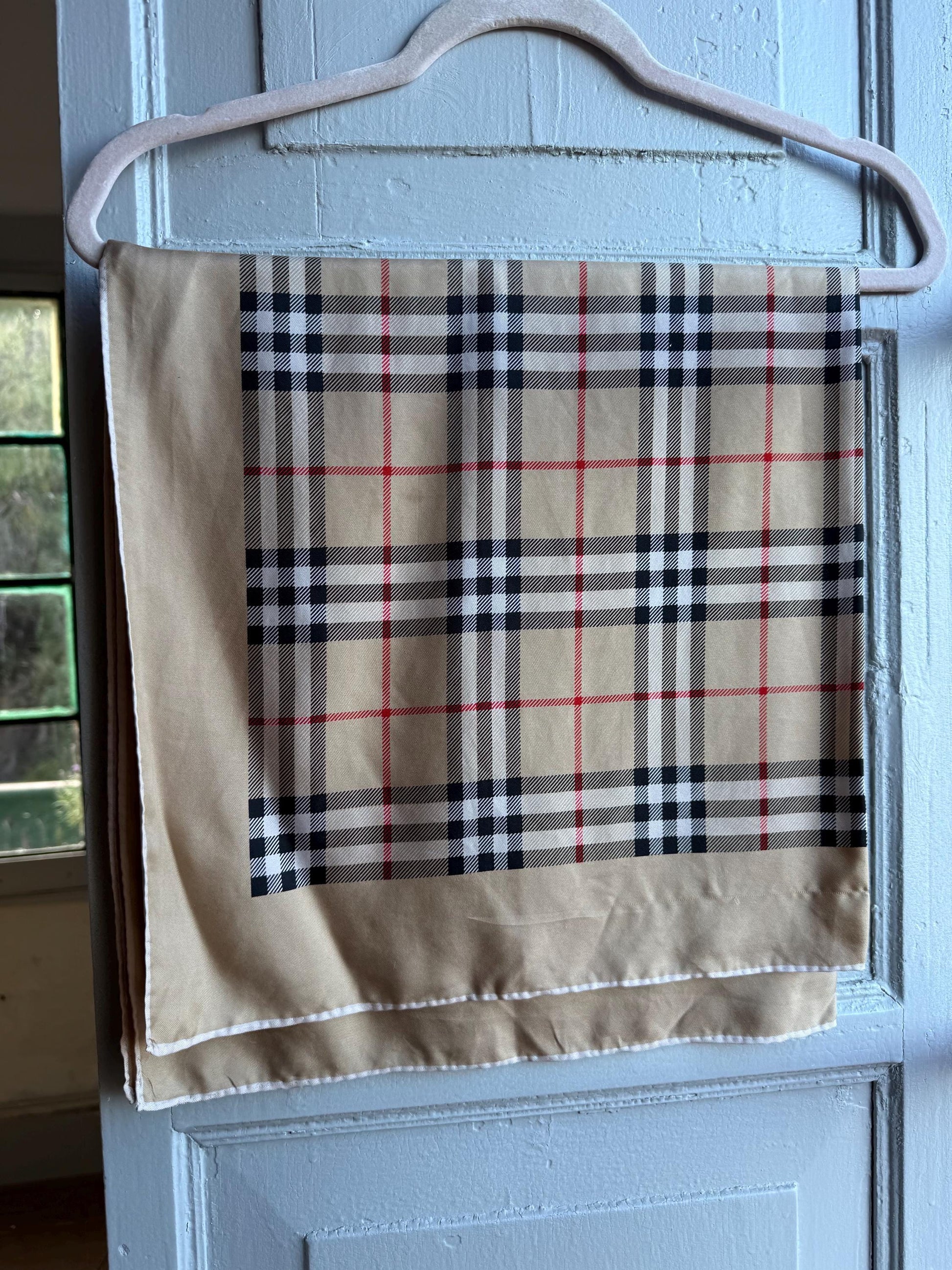 Vintage Burberrys Nova Check Cotton Scarf — detail