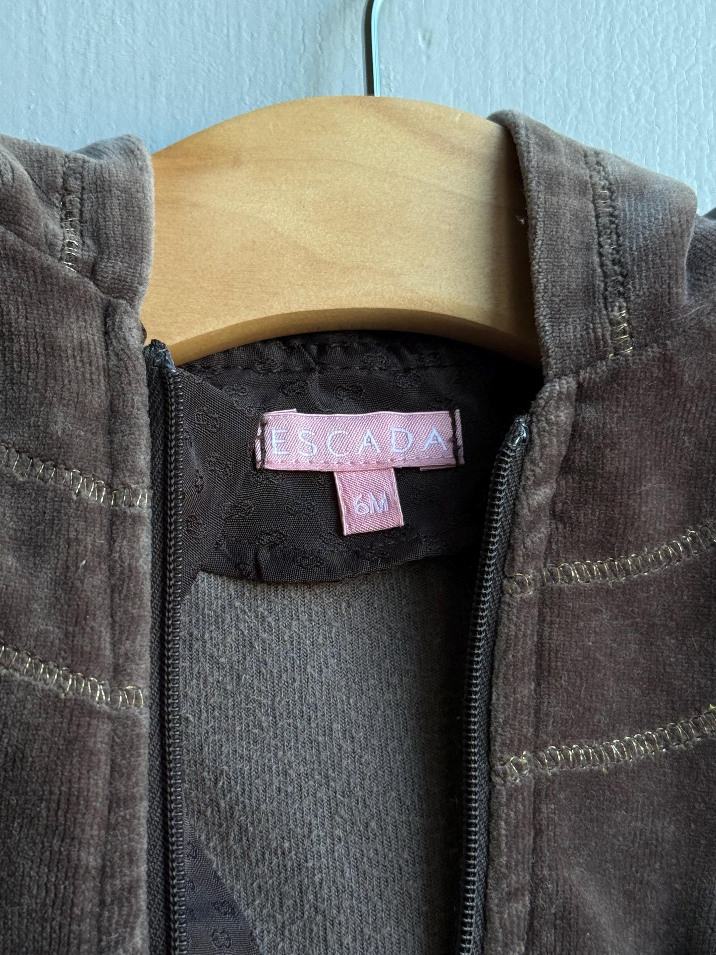 Escada Brown Velour Baby Hoodie — additional view 9