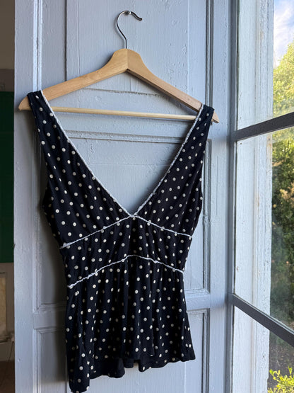 Polka Dot Deep V Tank Top — back view