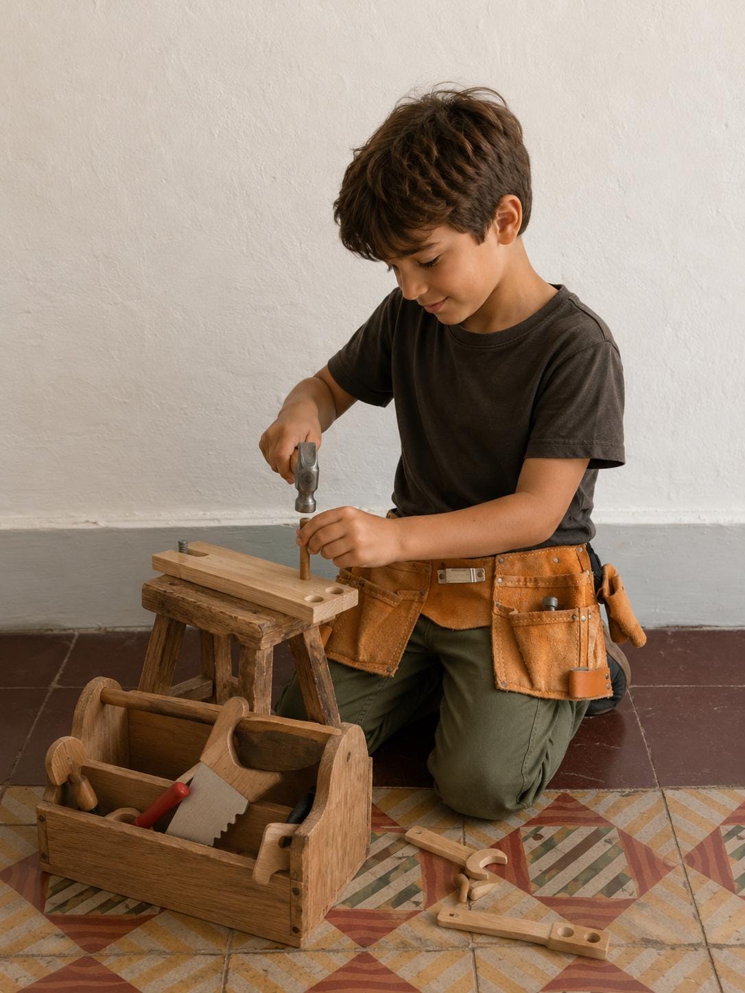 Vintage Leather Kids Tool Belt