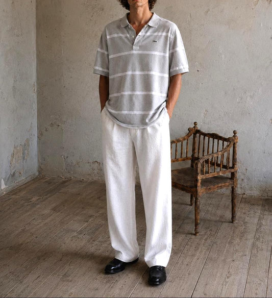Beige Striped Classic Fit Polo Shirt