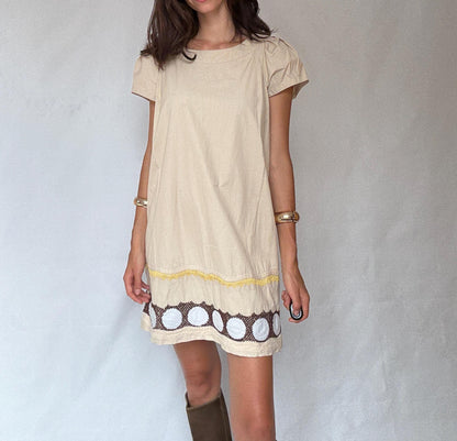 Hoss Intropia Cotton-Silk Beige Mini Dress — additional view 6