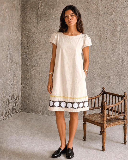 Hoss Intropia Cotton-Silk Beige Mini Dress