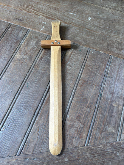 Vintage Wooden Play Sword, Montessori Eco Toy