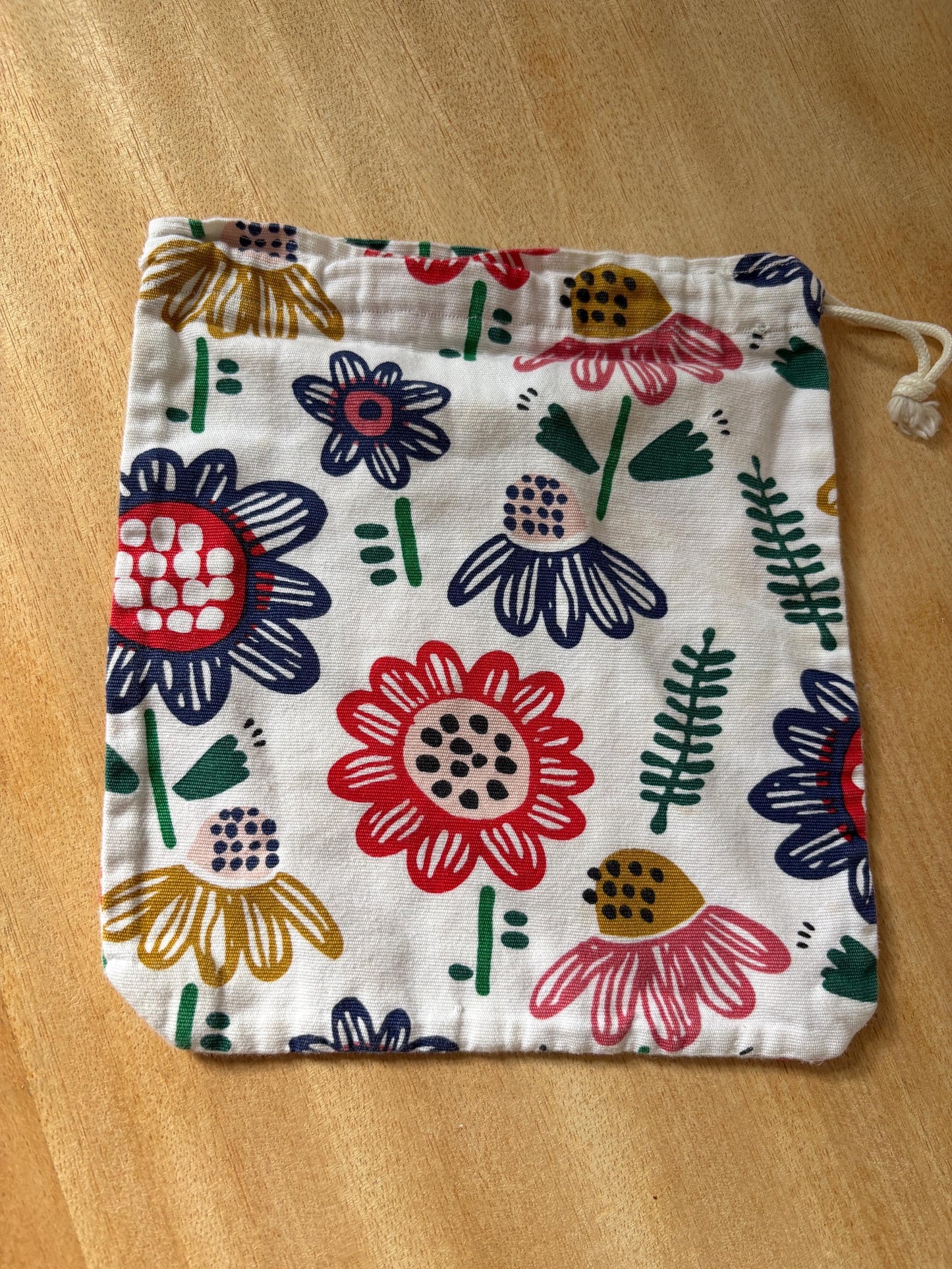 Floral Organic Cotton Drawstring Pouch — additional view 6