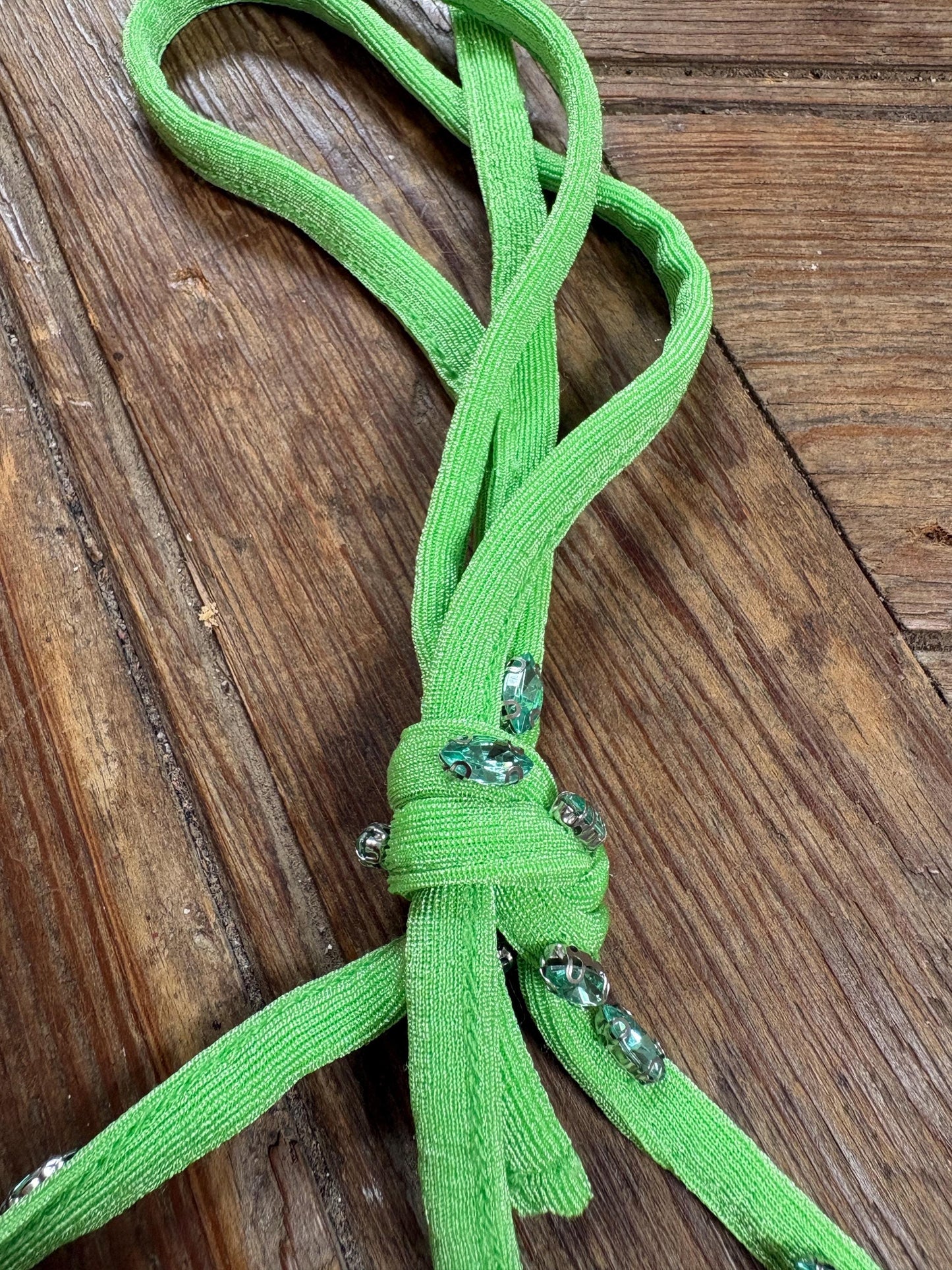 Y2K Lime Green Halter Top With Gemstone Straps — additional view 6
