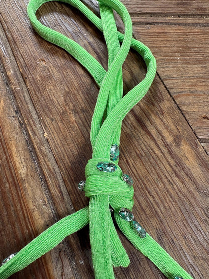 Y2K Lime Green Halter Top With Gemstone Straps — additional view 6
