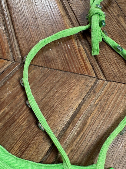 Y2K Lime Green Halter Top With Gemstone Straps — additional view 10