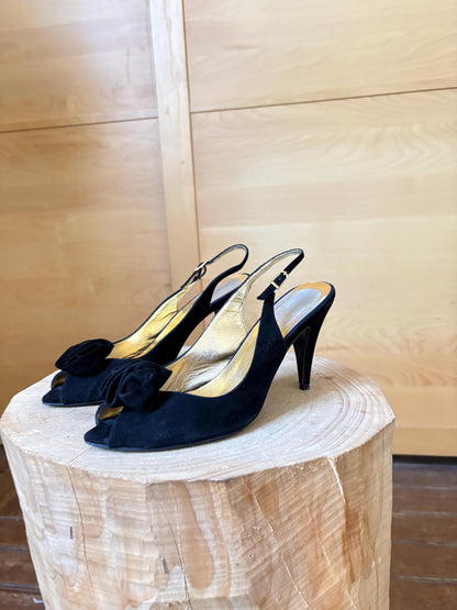 Blue Vintage Square Toe Block Heels — additional view 6