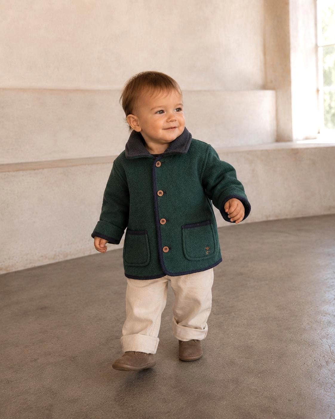 Vintage Green Wool Toddler Coat