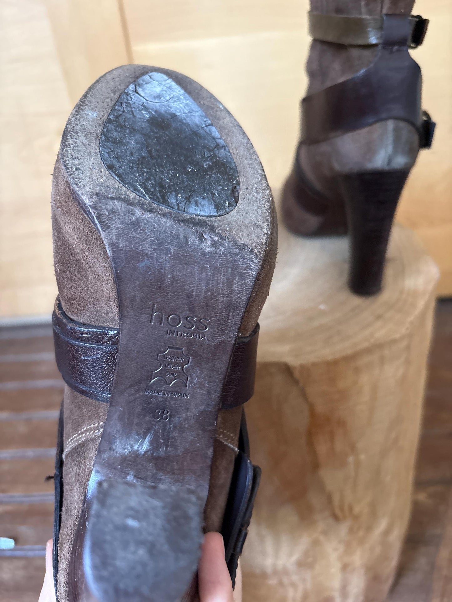 Hoss Intropia Brown Suede Ankle Boots — back view