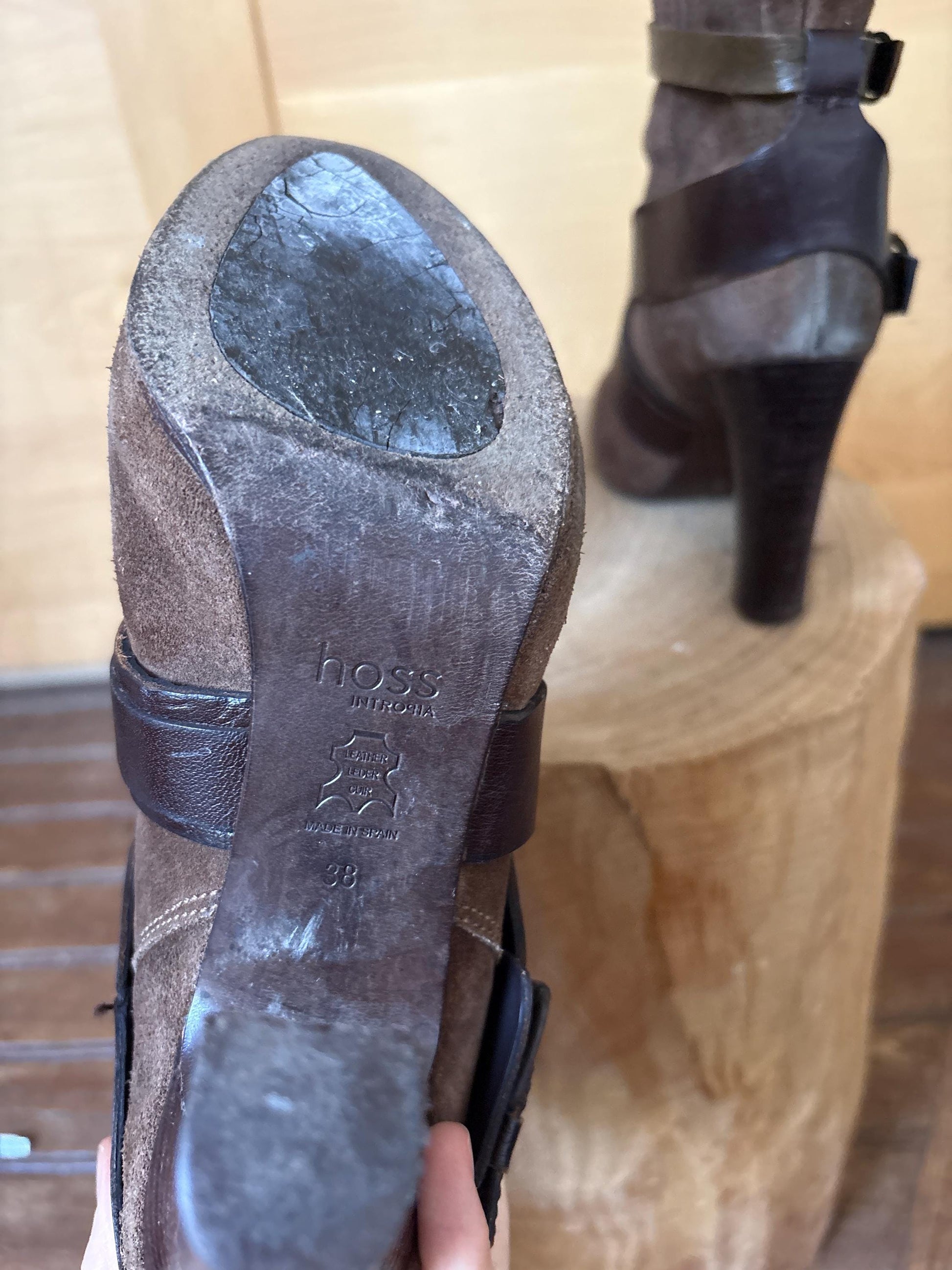 Hoss Intropia Brown Suede Ankle Boots — back view