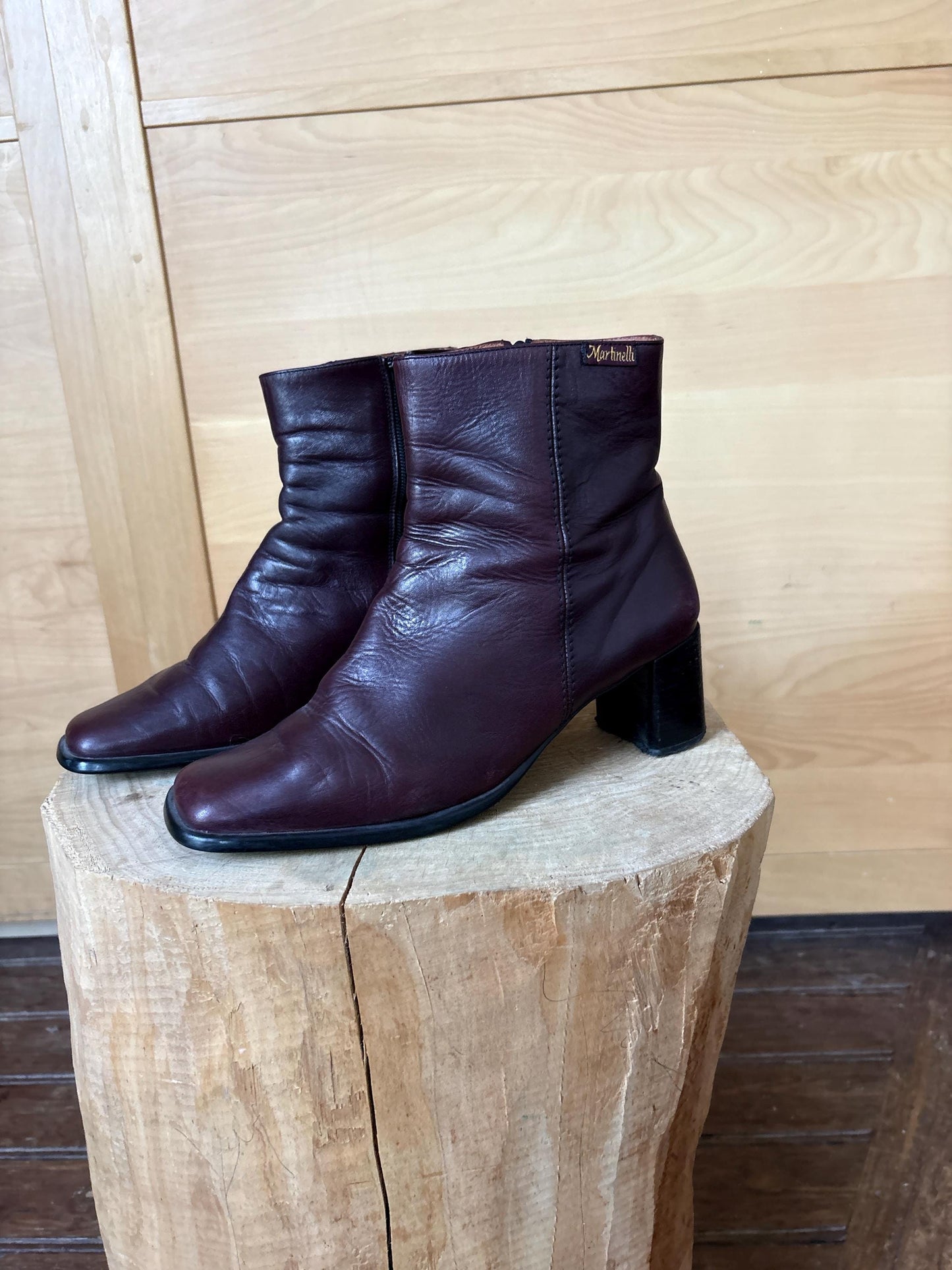 Burgundy Leather Ankle Boots with Block Heel — additional view 5