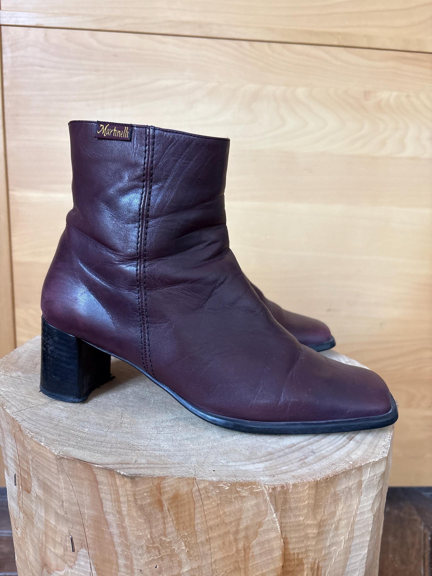 Burgundy Leather Ankle Boots with Block Heel — additional view 12