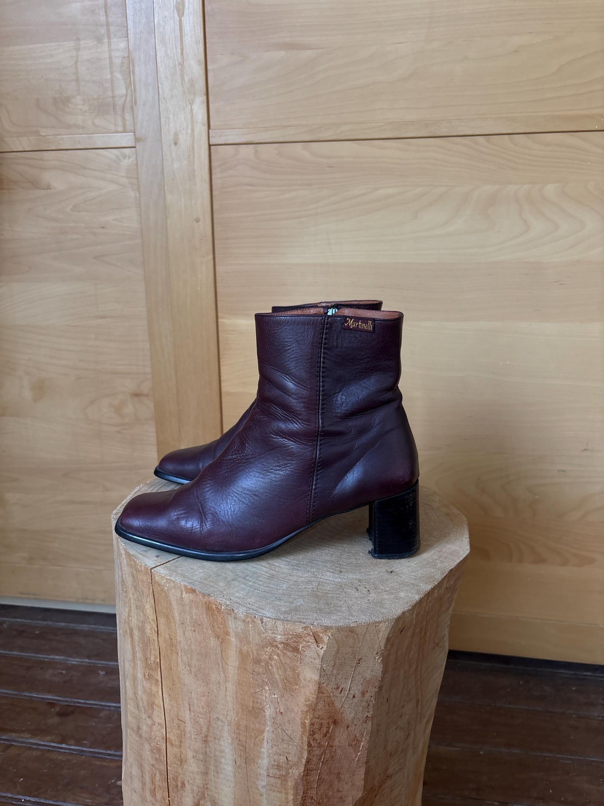 Burgundy Leather Ankle Boots with Block Heel — additional view 10
