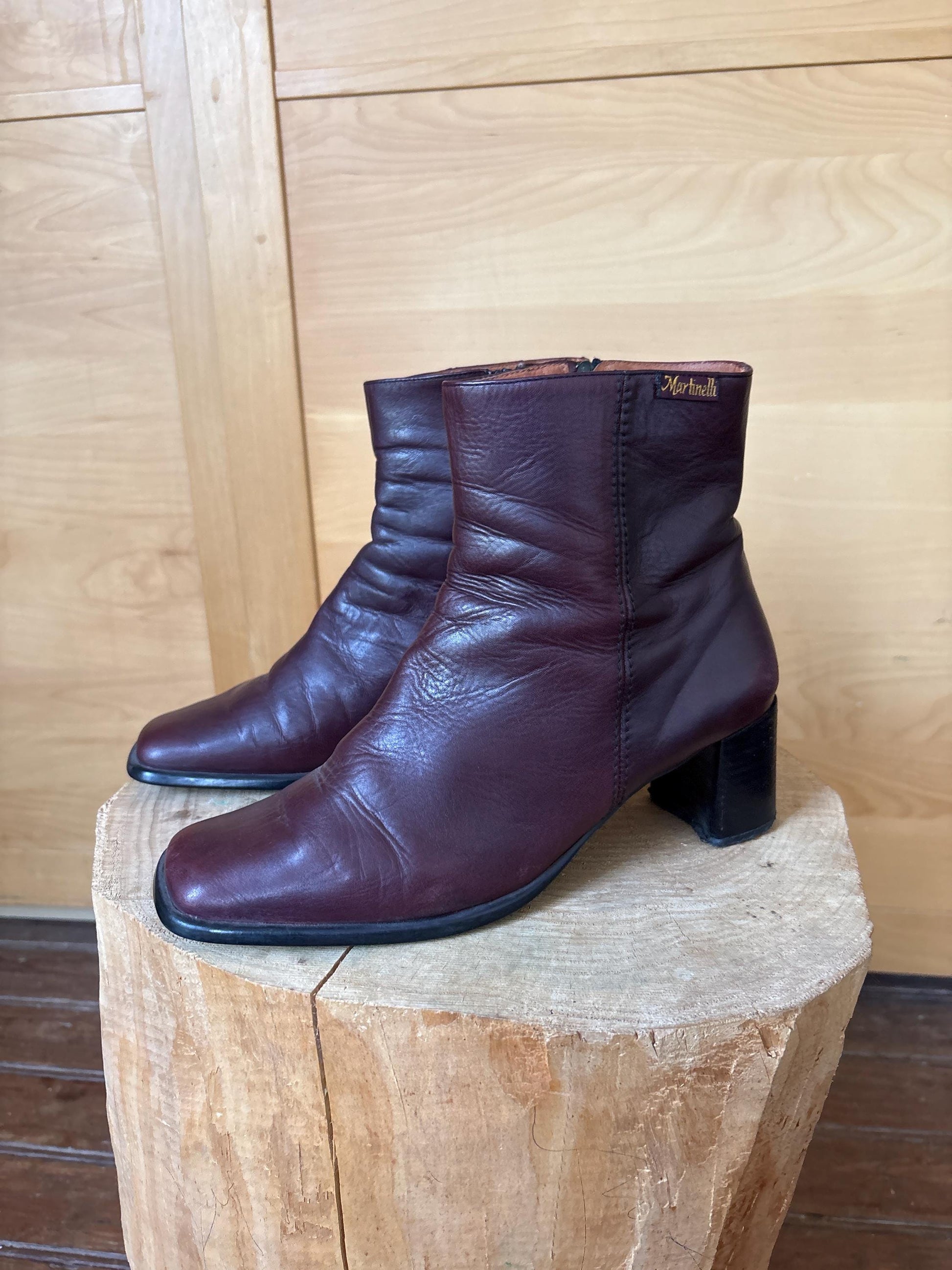 Burgundy Leather Ankle Boots with Block Heel — additional view 15