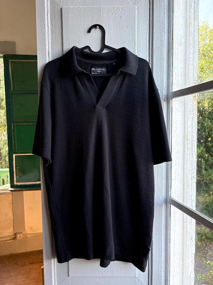 Men's Black Cotton Minimalist Polo Shirt — additional view 5