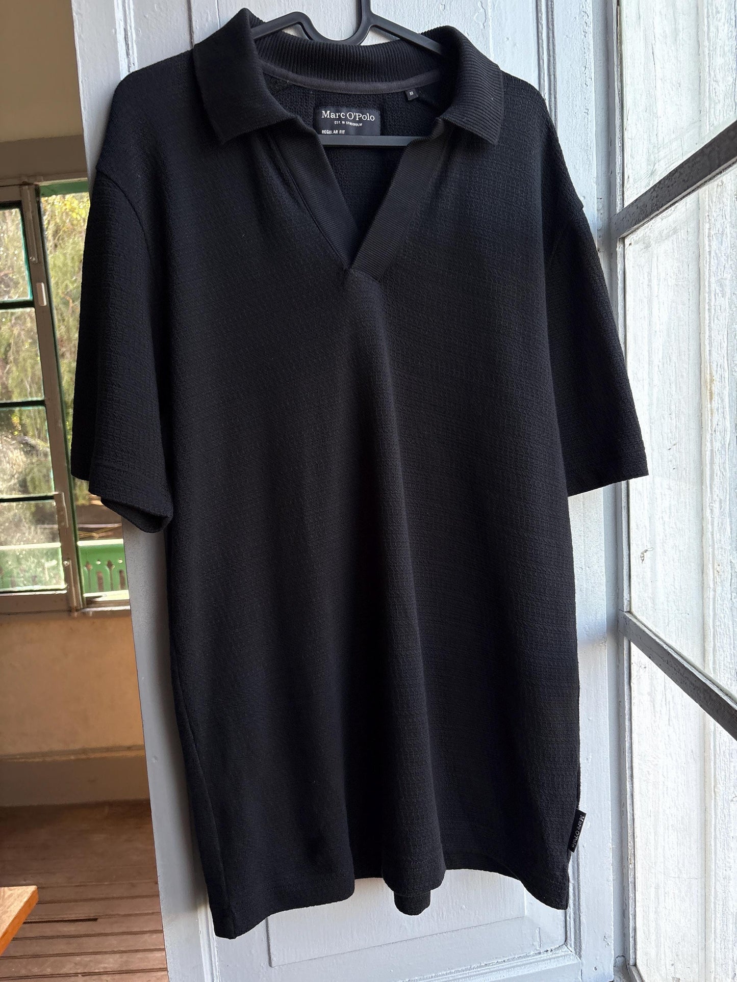 Men's Black Cotton Minimalist Polo Shirt — additional view 9