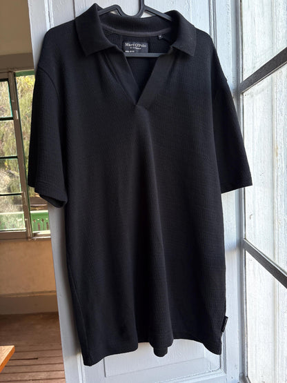 Men's Black Cotton Minimalist Polo Shirt — additional view 9