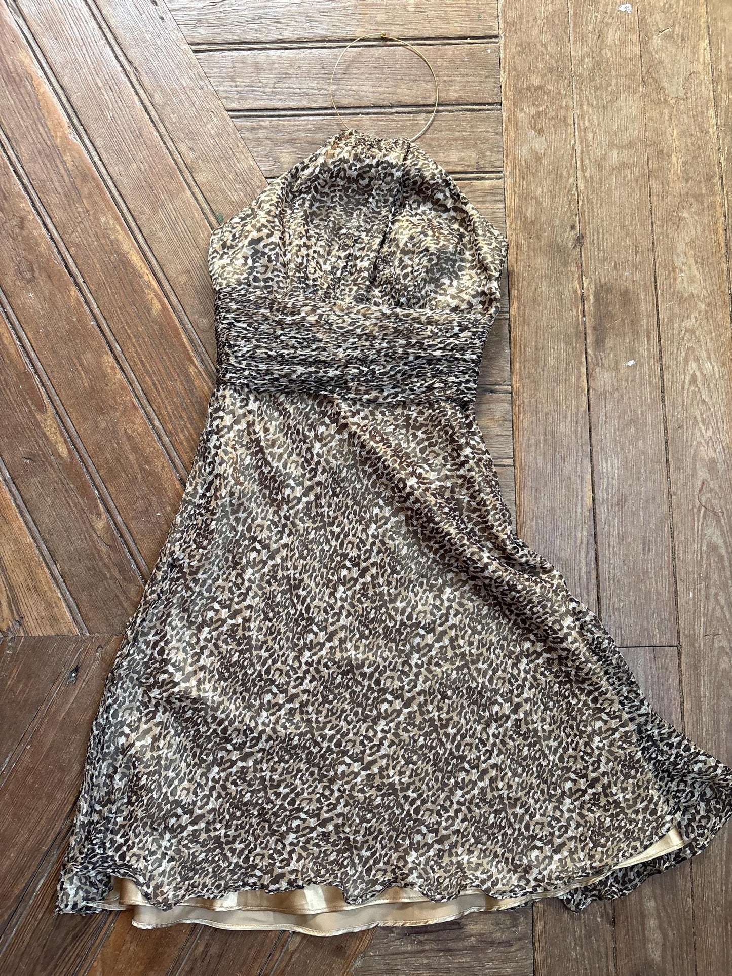 Leopard Print Halter Midi Dress — detail