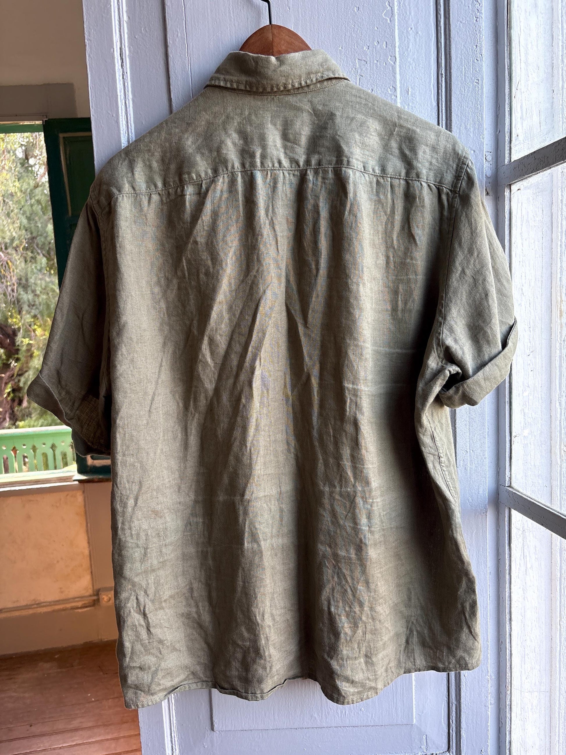 Sage Green Linen Button-Down Shirt for Men — additional view 8