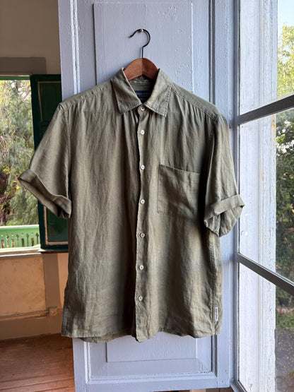Sage Green Linen Button-Down Shirt for Men — additional view 9