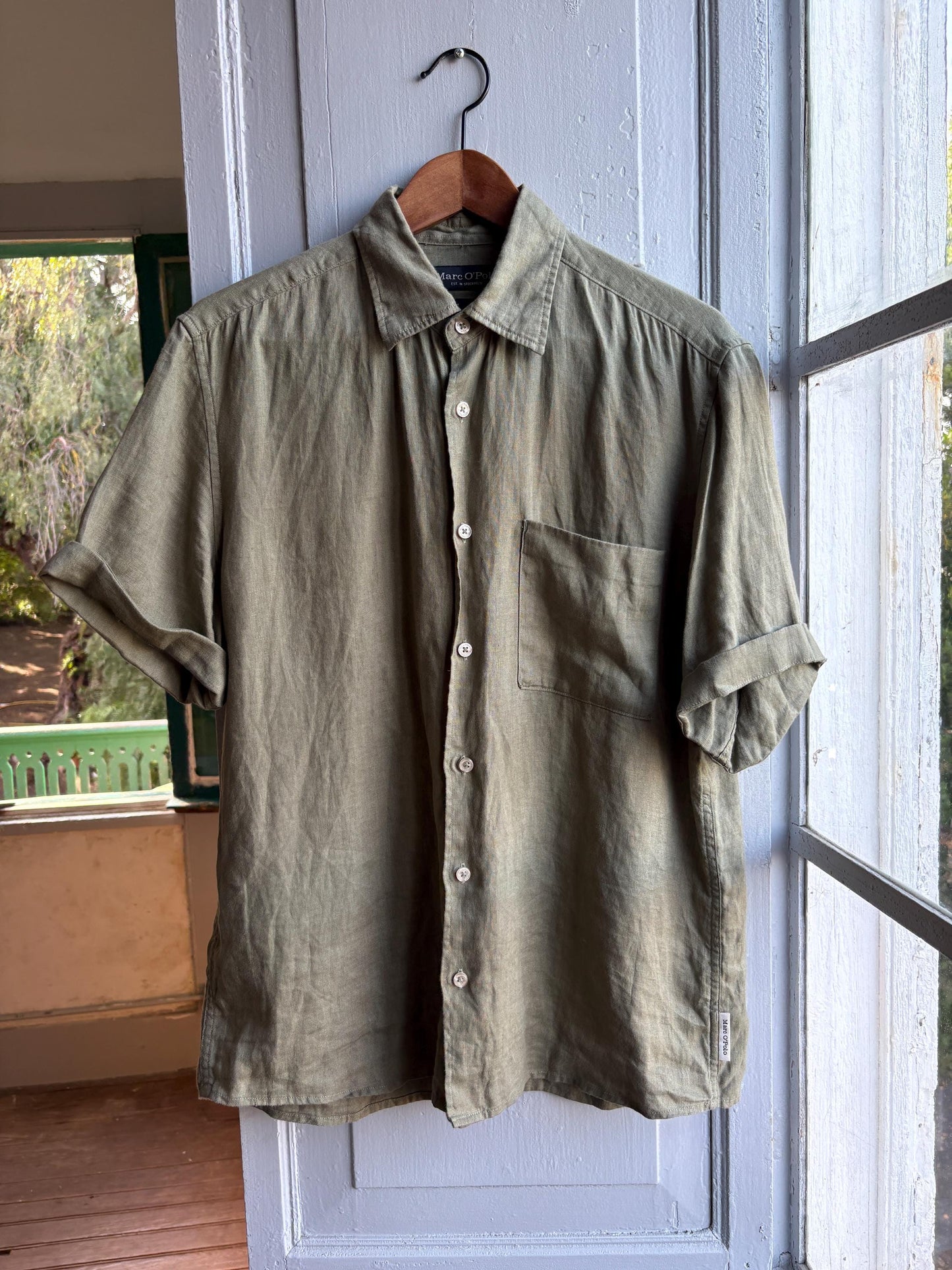 Sage Green Linen Button-Down Shirt for Men — additional view 13