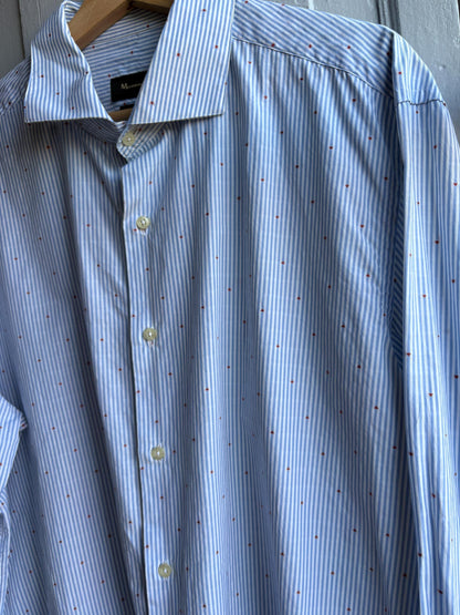 Heart Stripe Cotton Shirt In Blue And White — detail