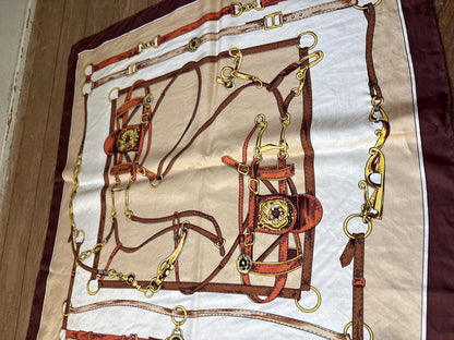 Vintage Equestrian Silk Scarf — back view