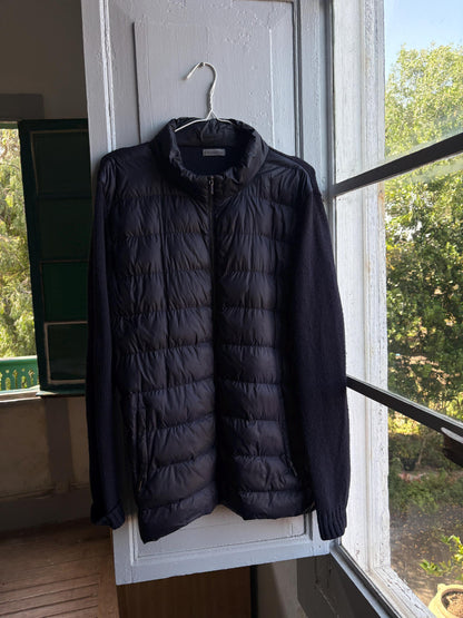 Emidio Tucci Quilted Knit Jacket, Men's Navy Hybrid Coat Smart Lightweight Jacket, Size 6