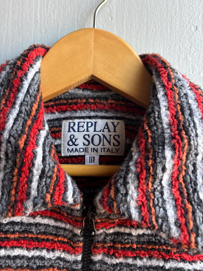 Vintage Striped Fleece Jacket for Kids — back view