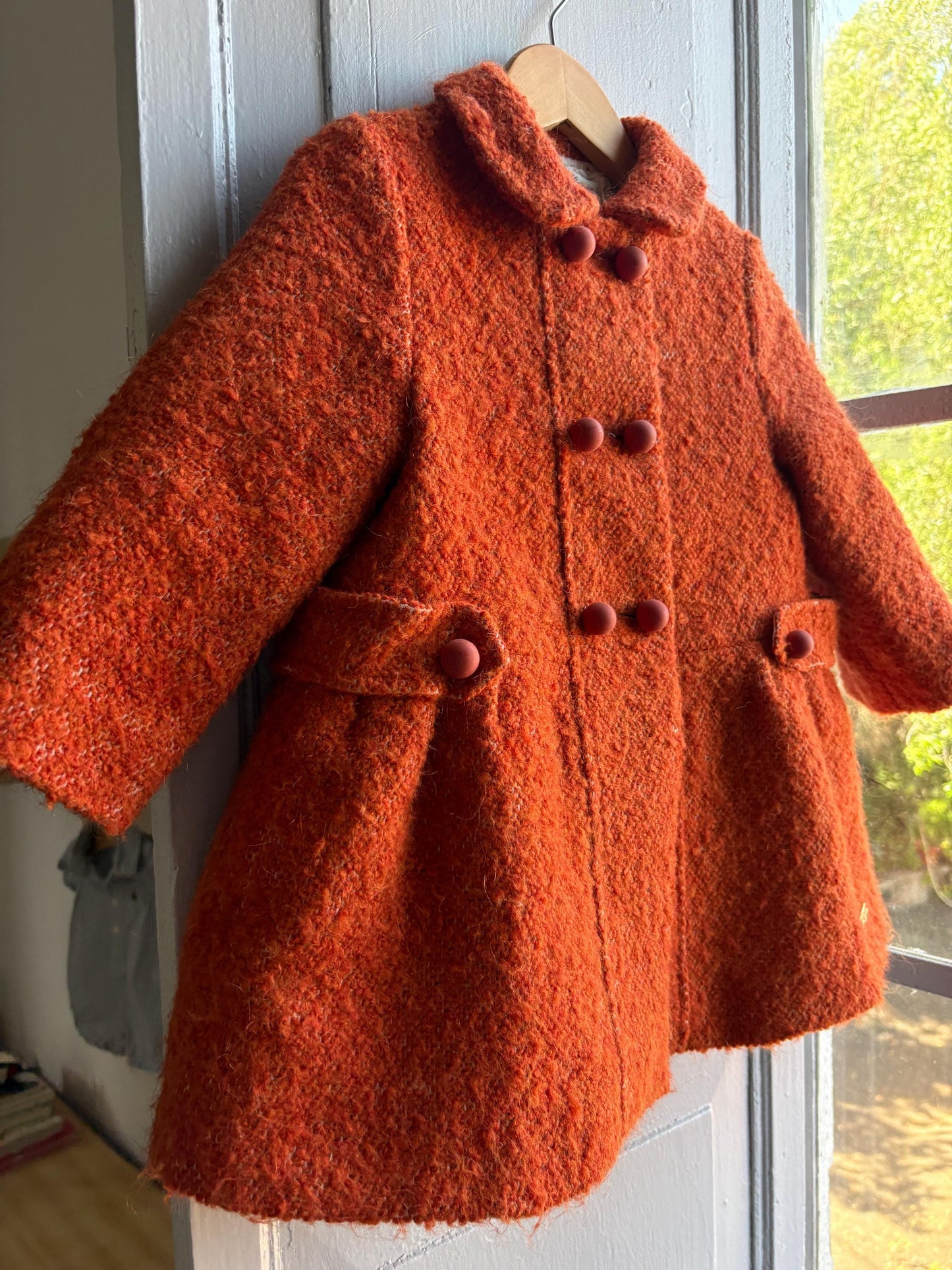 Orange Wool Blend Toddler Coat — back view